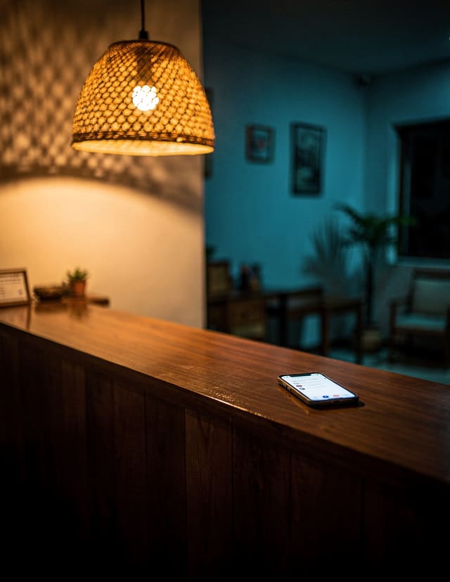 The quiet front desk after hours