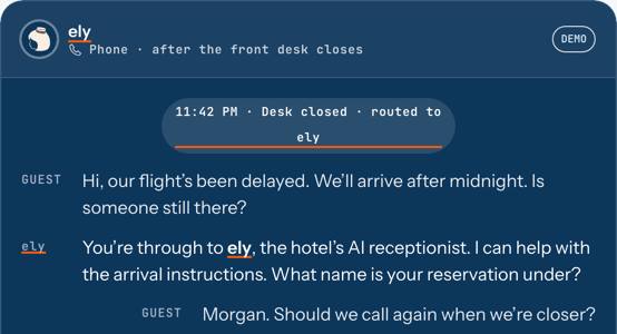 After-hours hotel answering service — demo preview
