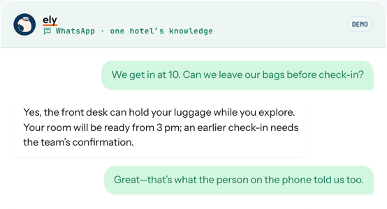 Hotel knowledge for guest answers — demo preview